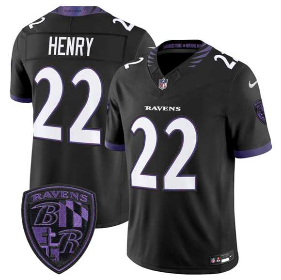 Men%27s Baltimore Ravens #22 Derrick Henry Black 2026 F.U.S.E. Alternate Vapor Limited Stitched Jersey Dzhi->baltimore ravens->NFL Jersey