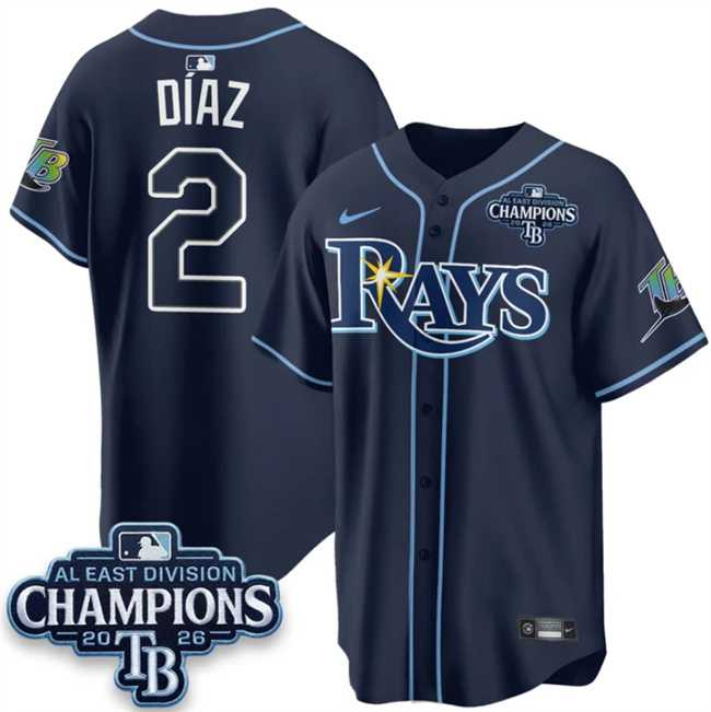 Men%27s Tampa Bay Rays #2 Yandy Diaz Navy 2026 AL East Champions Patch Limited Stitched Jersey Dzhi->tampa bay rays->MLB Jersey