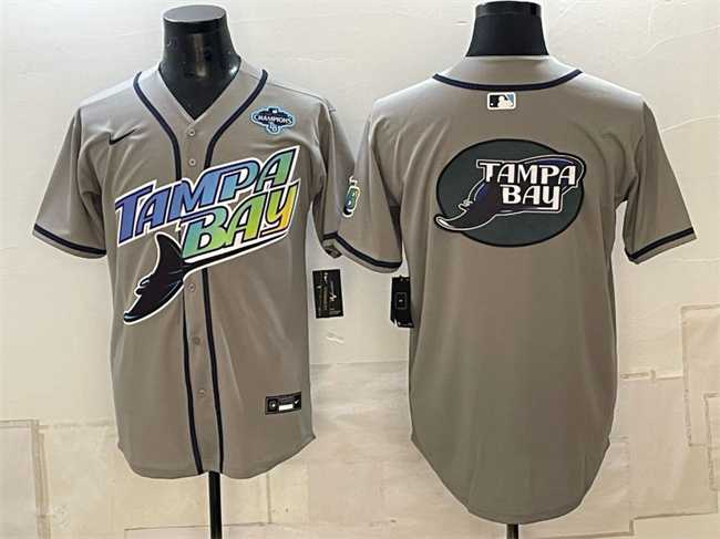 Men%27s Tampa Bay Rays Team Big Logo Gray 2026 AL East Champions Patch Vapor Limited Stitched Jersey Dzhi->tampa bay rays->MLB Jersey