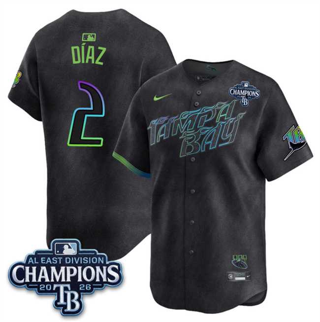 Men%27s Tampa Bay Rays #2 Yandy Diaz Charcoal 2026 AL East Champions Patch City Connect Limited Stitched Jersey Dzhi->san francisco giants->MLB Jersey