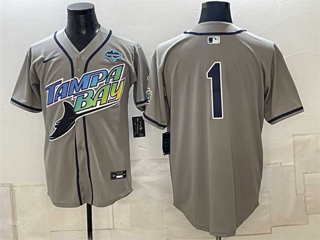 Men%27s Tampa Bay Rays #1 Gray 2026 AL East Champions Patch Vapor Limited Stitched Jersey->san diego padres->MLB Jersey