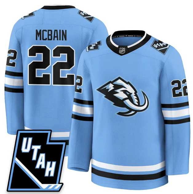 Mens Utah Hockey Mammoth #22 Jack McBain 2025 Limited All Stitched Blue Jersey Dzhi->utah mammoth->NHL Jersey