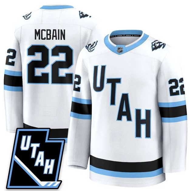 Mens Utah Hockey Mammoth #22 Jack McBain 2025 Limited All Stitched White Jersey Dzhi->utah mammoth->NHL Jersey