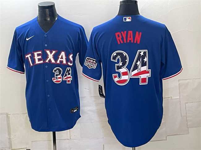 Men%27s Texas Rangers #34 Nolan Ryan Royal 2026 USA 250 Fourth of July Home Stitched Jersey Dzhi->tampa bay rays->MLB Jersey