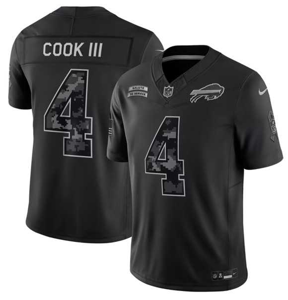 Men%27s Buffalo Bills #4 James Cook III Black 2026 F.U.S.E. Salute to Service Limited Stitched Jersey->buffalo bills->NFL Jersey