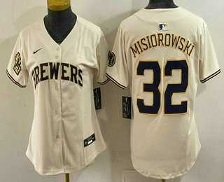 Women%27s Milwaukee Brewers #32 Jacob Misiorowski Cream Limited Jersey->mlb womens jerseys->MLB Jersey