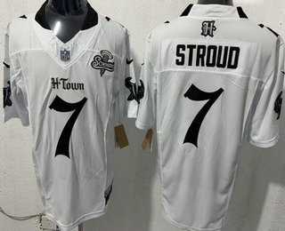 Men%27s Houston Texans #7 CJ Stroud Limited White Screwstan FUSE Vapor Jersey Dzhi->houston texans->NFL Jersey