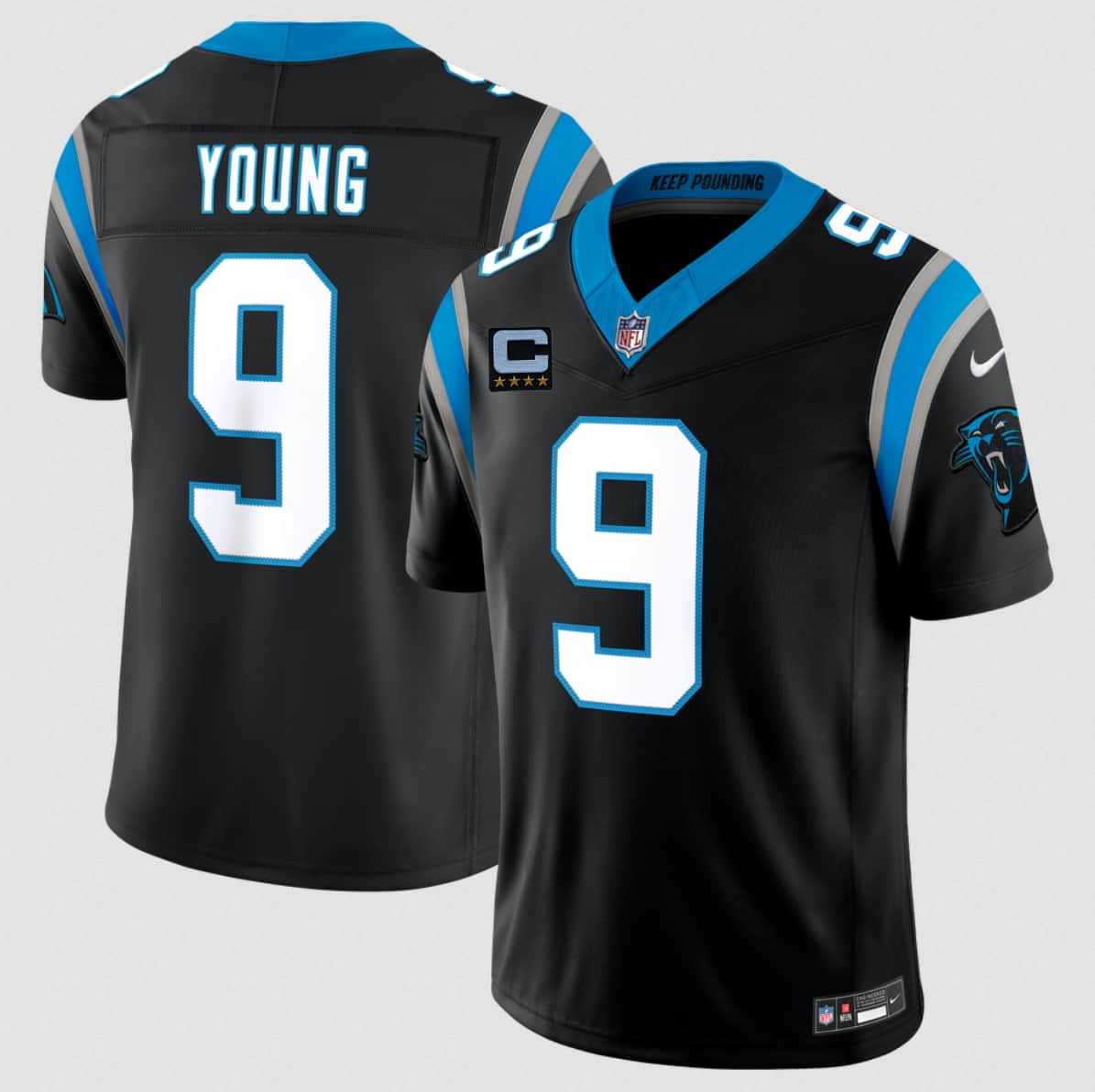 Men%27s Carolina Panthers #9 Bryce Young Black 2026 F.U.S.E. 4-Star C Patch Vapor Limited Stitched Jersey Dzhi->carolina panthers->NFL Jersey