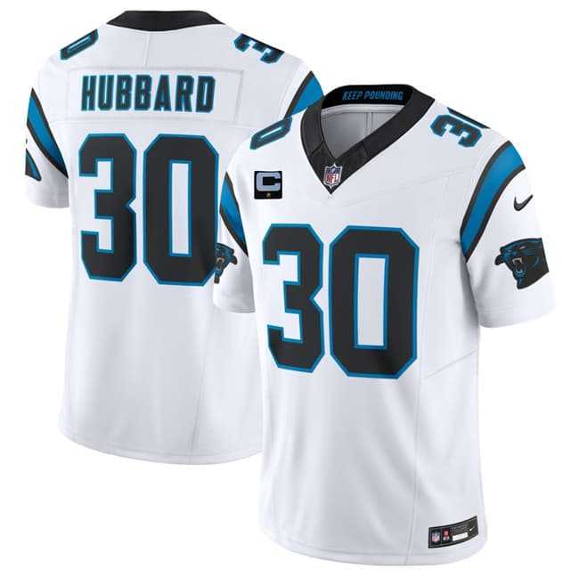 Men%27s Carolina Panthers #30 Chuba Hubbard White 2026 F.U.S.E. 1-Star C Patch Vapor Limited Stitched Jersey Dzhi->carolina panthers->NFL Jersey