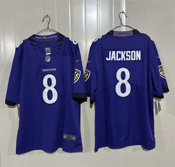 Mens Baltimore Ravens #8 Lamar Jackson Purple 2026 Alternate Vapor Limited Stitched Jersey->baltimore ravens->NFL Jersey
