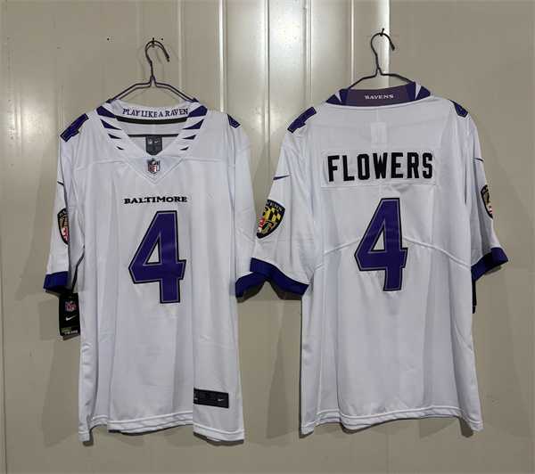 Men%27s Baltimore Ravens #4 Zay Flowers White 2026 Alternate Vapor Limited Stitched Jersey->baltimore ravens->NFL Jersey