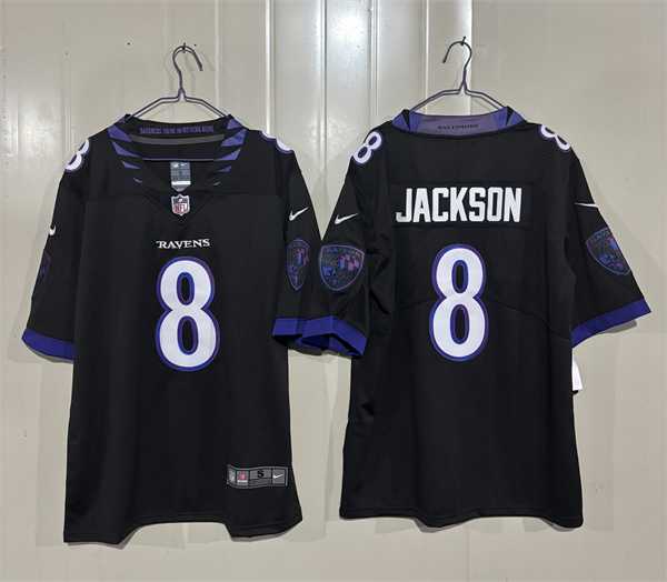 Men%27s Baltimore Ravens #8 Lamar Jackson Black 2026 Alternate Vapor Limited Stitched Jersey->baltimore ravens->NFL Jersey