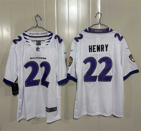 Mens Baltimore Ravens #22 Derrick Henry White 2026 Alternate Vapor Limited Stitched Jersey->baltimore ravens->NFL Jersey
