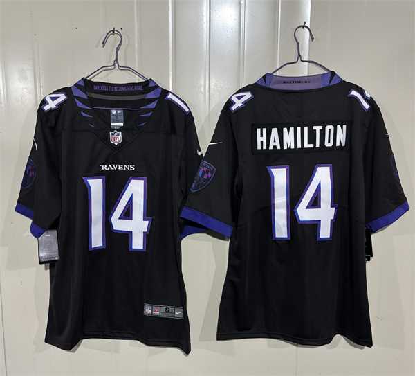 Mens Baltimore Ravens #14 Kyle Hamilton Black 2026 Alternate Vapor Limited Stitched Jersey->baltimore ravens->NFL Jersey