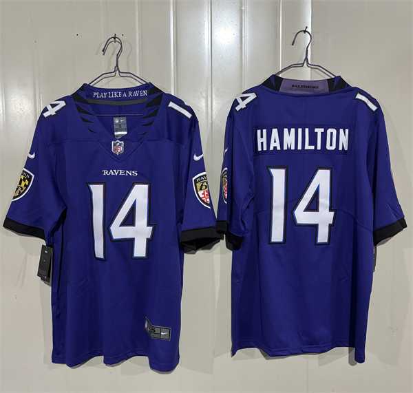 Mens Baltimore Ravens #14 Kyle Hamilton Purple 2026 Alternate Vapor Limited Stitched Jersey->baltimore ravens->NFL Jersey
