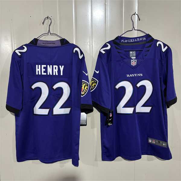 Mens Baltimore Ravens #22 Derrick Henry Purple 2026 Alternate Vapor Limited Stitched Jersey->baltimore ravens->NFL Jersey