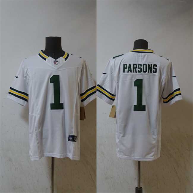 Men%27s Green Bay Packers #1 Micah Parsons White Vapor 2025 F.U.S.E. Limited Stitched Jersey->green bay packers->NFL Jersey
