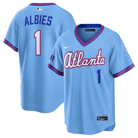 Men%27s Atlanta Braves #1 Ozzie Albies Powder Blue 2026 City Connect Stadium Stitched Jersey Dzhi->2026 world baseball classic->MLB Jersey