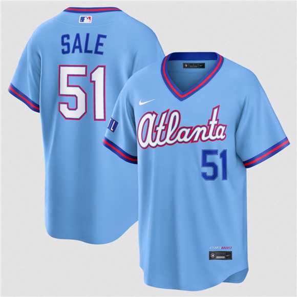 Men%27s Atlanta Braves #51 Chris Sale Powder Blue 2026 City Connect Stadium Stitched Jersey Dzhi->atlanta braves->MLB Jersey