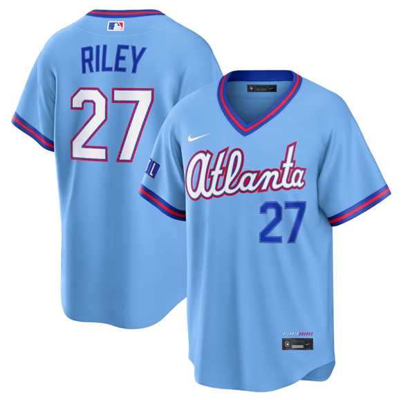 Men%27s Atlanta Braves #27 Austin Riley Powder Blue 2026 City Connect Stadium Stitched Jersey Dzhi->atlanta braves->MLB Jersey