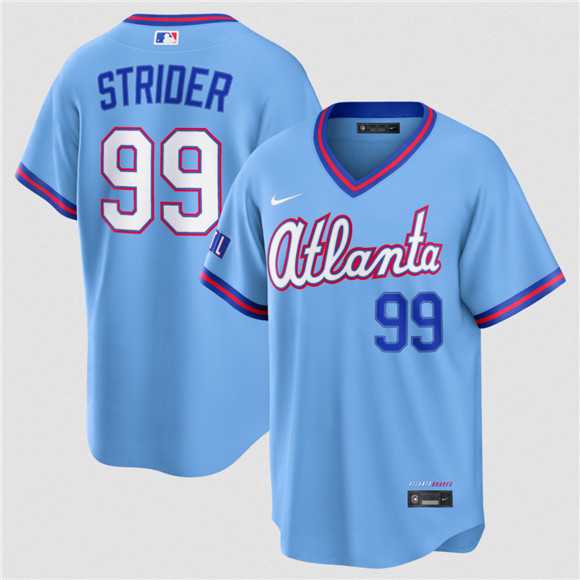 Men%27s Atlanta Braves #99 Spencer Strider Powder Blue 2026 City Connect Stadium Stitched Jersey Dzhi->baltimore orioles->MLB Jersey