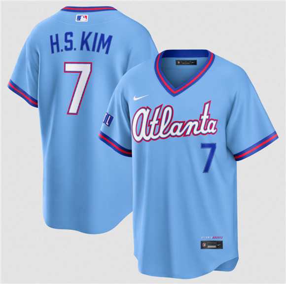 Men%27s Atlanta Braves #7 Ha-Seong Kim Powder Blue 2026 City Connect Stadium Stitched Jersey Dzhi->atlanta braves->MLB Jersey