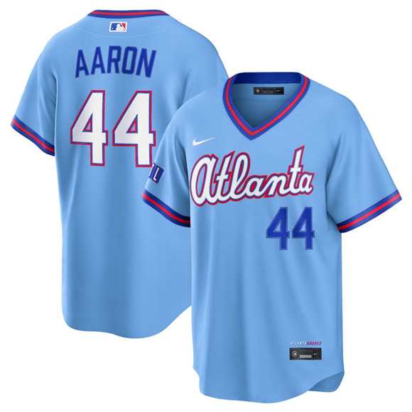 Men%27s Atlanta Braves #44 Hank Aaron Powder Blue 2026 City Connect Stadium Stitched Jersey Dzhi->atlanta braves->MLB Jersey