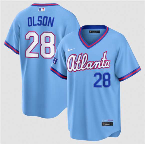Men%27s Atlanta Braves #28 Matt Olson Powder Blue 2026 City Connect Stadium Stitched Jersey Dzhi->atlanta braves->MLB Jersey