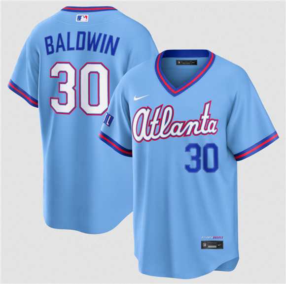 Men%27s Atlanta Braves #30 Drake Baldwin Powder Blue 2026 City Connect Stadium Stitched Jersey Dzhi->atlanta braves->MLB Jersey