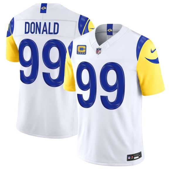 Mens Los Angeles Rams #99 Aaron Donald White 2026 F.U.S.E. 4- Star C Patch Vapor Limited Stitched Jersey Dzhi->los angeles rams->NFL Jersey