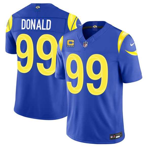 Mens Los Angeles Rams #99 Aaron Donald Royal 2026 F.U.S.E. With 4- Star C Patch Vapor Limited Stitched Jersey Dzhi->los angeles rams->NFL Jersey