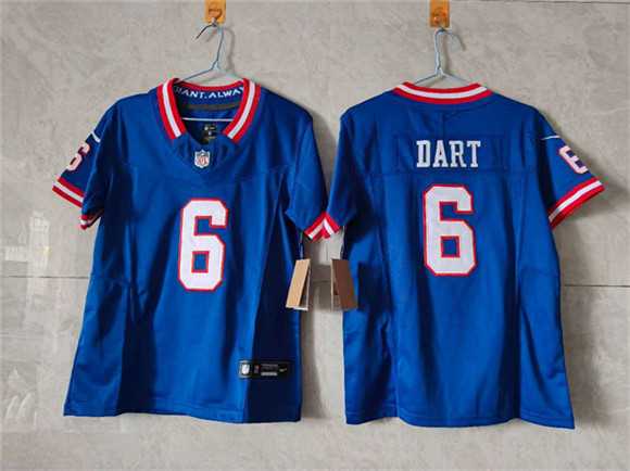 Women%27s New York Giants #6 Jaxson Dart Blue F.U.S.E. Throwback Limited Stitched Jersey->new york giants->NFL Jersey