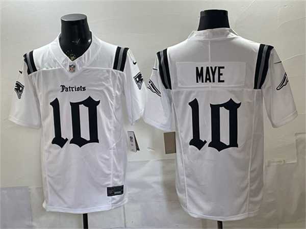 Mens New England Patriots #10 Drake Maye White F.U.S.E. Gothic Revolution Edition Stitched Jersey Dzhi->new england patriots->NFL Jersey