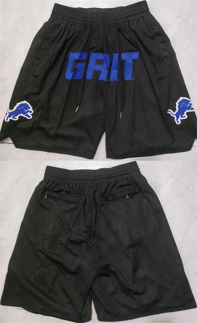 Men%27s Detroit Lions Black Shorts (Run Small)->denver broncos->NFL Jersey