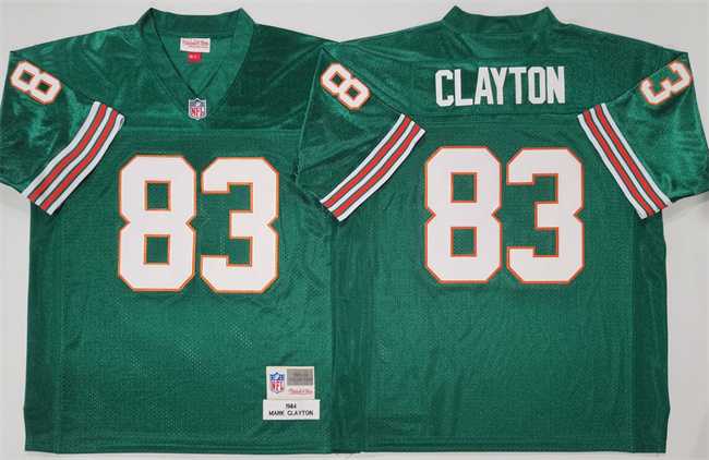 Mens Miami Dolphins #83 Mark Clayton Aqua Throwback Stitched Football Jersey->nfl m&n throwback->NFL Jersey