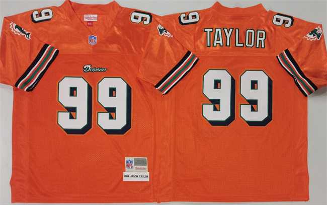 Mens Miami Dolphins #99 Jason Taylor Orange Throwback Stitched Football Jersey->nfl m&n throwback->NFL Jersey