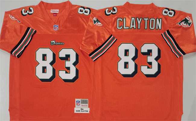 Mens Miami Dolphins #83 Mark Clayton Orange Throwback Stitched Football Jersey->nfl m&n throwback->NFL Jersey
