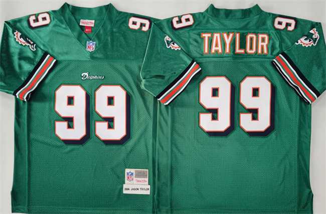 Mens Miami Dolphins #99 Jason Taylor Aqua Throwback Stitched Football Jersey->nfl m&n throwback->NFL Jersey