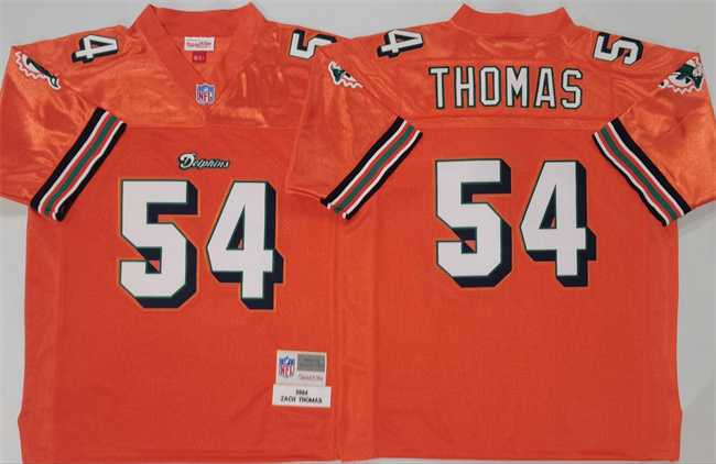 Mens Miami Dolphins #54 Zach Thomas Orange Throwback Stitched Football Jersey->nfl m&n throwback->NFL Jersey