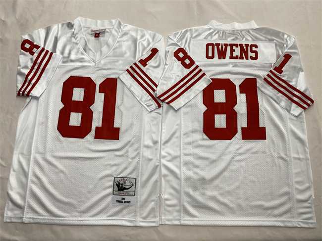 Mens New York Giants #81 Terrell Owens White Throwback Stitched Football Jersey->nfl m&n throwback->NFL Jersey