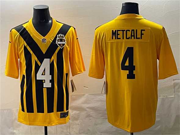 Men%27s Pittsburgh Steelers #4 DK Metcalf Gold 1933 Throwback Alternate Stitched Game Jersey->new york jets->NFL Jersey