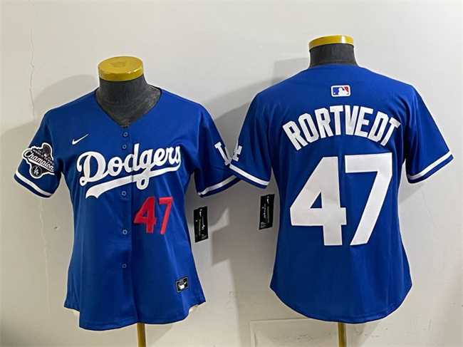 Women%27s Los Angeles Dodgers #47 Ben Rortvedt Royal 2025 World Series Champions Limited Stitched Jersey->mlb womens jerseys->MLB Jersey