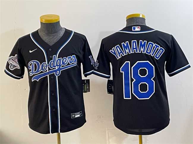 Women%27s Los Angeles Dodgers #18 Yoshinobu Yamamoto Black Fashion 2025 World Series Champions Cool Base Stitched Jersey->mlb womens jerseys->MLB Jersey