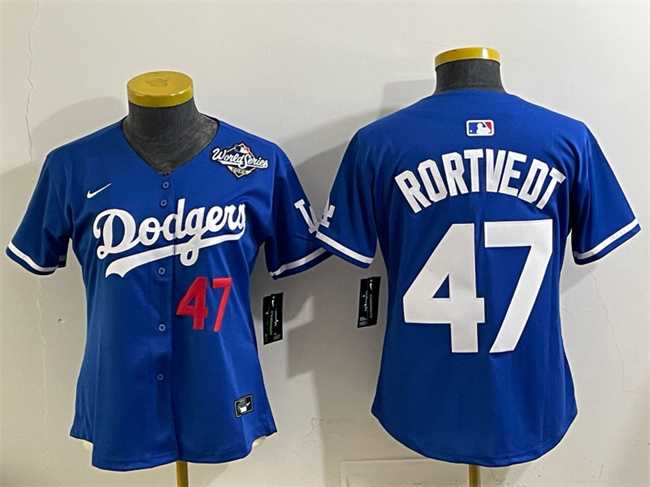 Women%27s Los Angeles Dodgers #47 Ben Rortvedt Royal 2025 World Series Limited Stitched Jersey->mlb womens jerseys->MLB Jersey