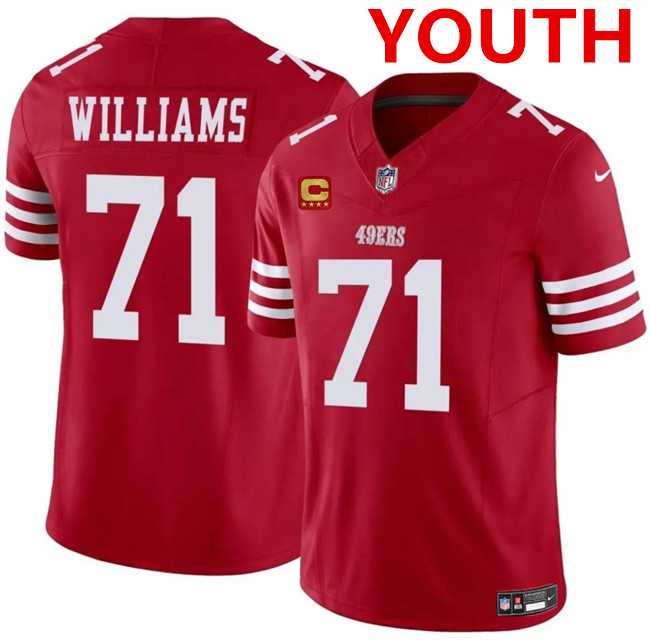 Youth san francisco 49ers #71 trent williams red 2025 f.u.s.e. with 4-star c patch vapor untouchable limited stitched jersey Dzhi->washington commanders->NFL Jersey