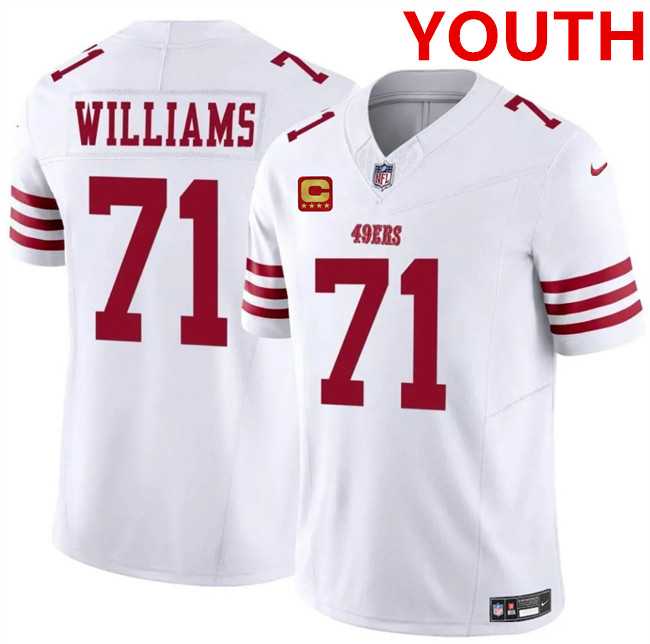 Youth san francisco 49ers #71 trent williams white 2025 f.u.s.e. with 4-star c patch vapor untouchable limited stitched jersey Dzhi->san francisco 49ers->NFL Jersey