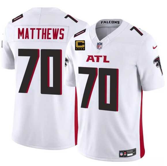 Mens Atlanta Falcons #70 Jake Matthews White 2025 F.U.S.E With 4-Star C Patch Vapor Untouchable Limited Stitched Jersey Dzhi->atlanta falcons->NFL Jersey