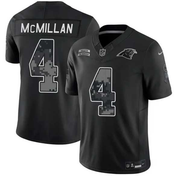 Men%27s Carolina Panthers #4 Tetairoa McMillan Black F.U.S.E. 2026 Salute to Service Limited Stitched Jersey Dzhi->atlanta falcons->NFL Jersey