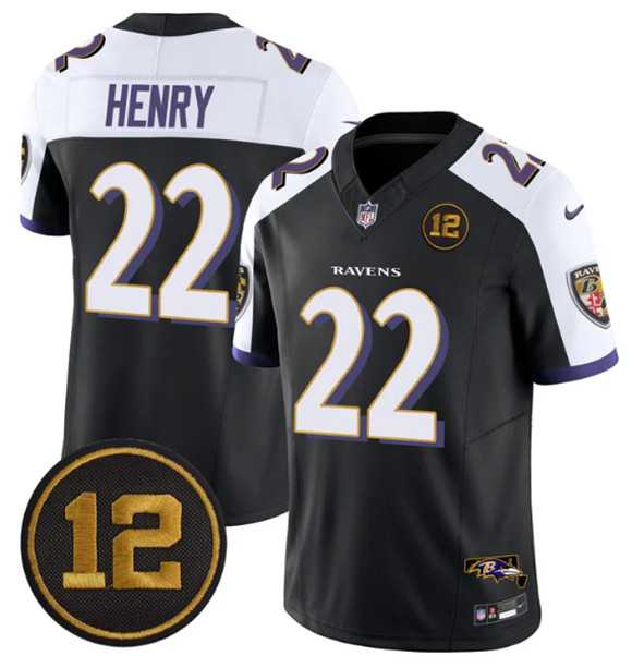 Mens Baltimore Ravens #22 Derrick Henry Black Alternate 2025 F.U.S.E Jacoby Jones Patch Vapor Limited Jersey Dzhi->baltimore ravens->NFL Jersey