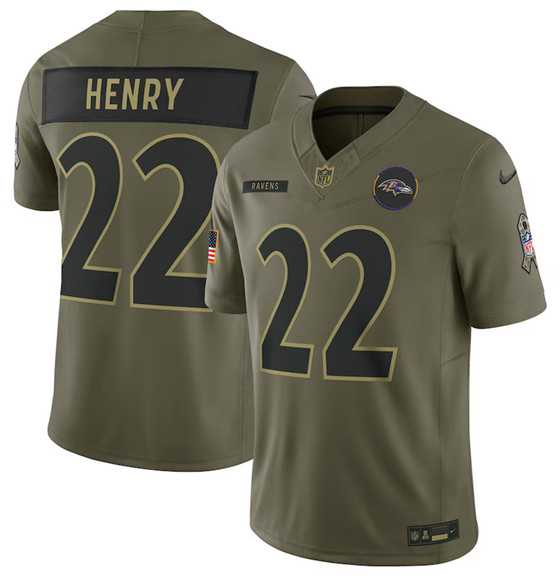 Mens Baltimore Ravens #22 Derrick Henry Olive 2025 Salute to Service Limited Stitched Jersey Dyin->baltimore ravens->NFL Jersey